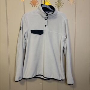 Roots 73 Fleece Pullover Snap Neck Top Cream Women's M/M Style 98156